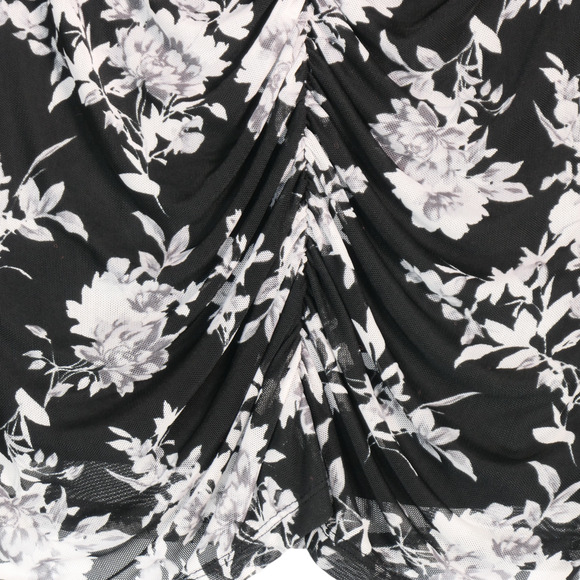 Lane Bryant Blouse Women Size 14 16 Black White Mesh Overlay Ruched Stretch Boho - Picture 6 of 7